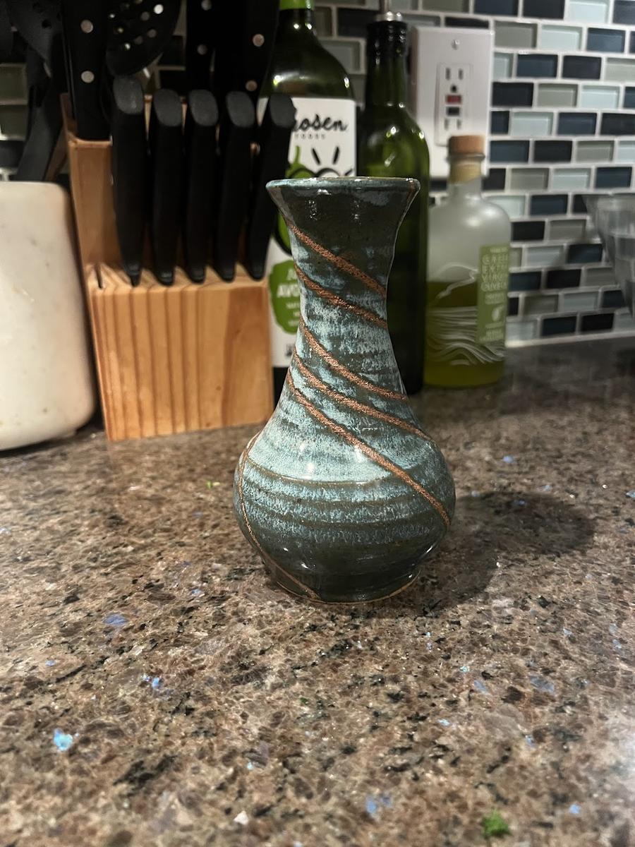 Green ceramic vase